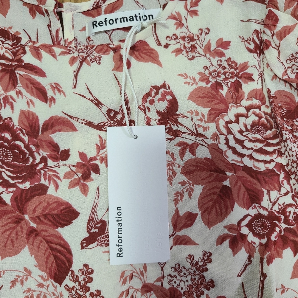 Reformation Doutzen Floral Mini Red Dress Size 2 - Picture 8 of 10